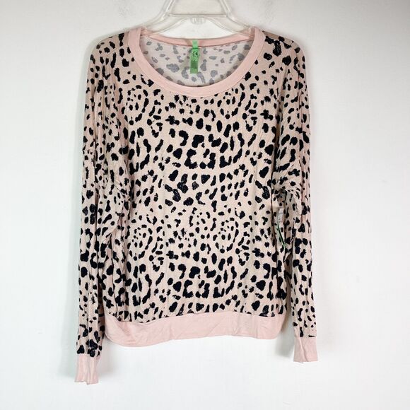 Honeydew NWT Women's Long Sleeve Leopard Print Pink Black Pajama Lounge Top M - Picture 1 of 3